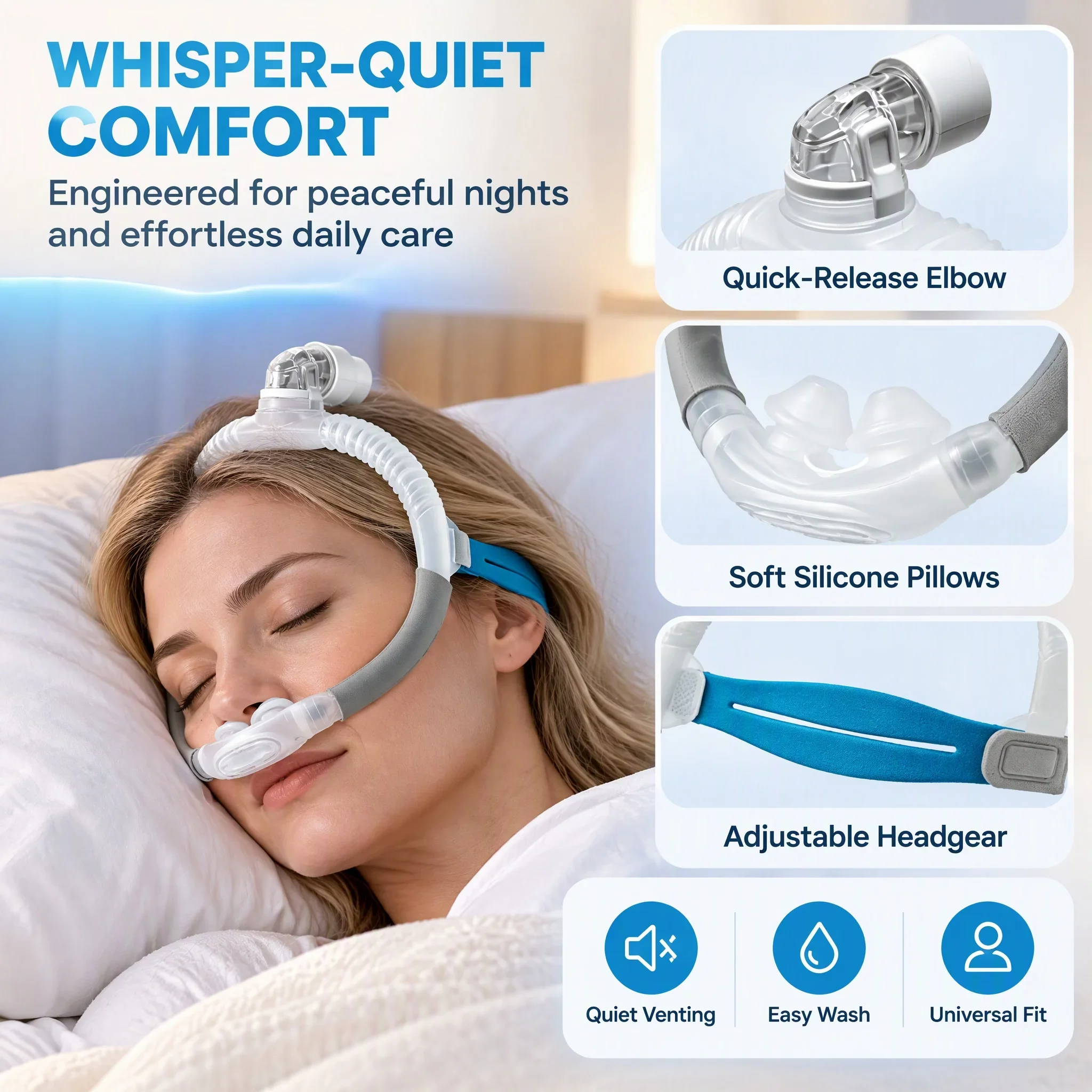 Pengganti bantalan hidung dan  - Cpap Nasal Pillow Mask Headgear ulasan dan harga